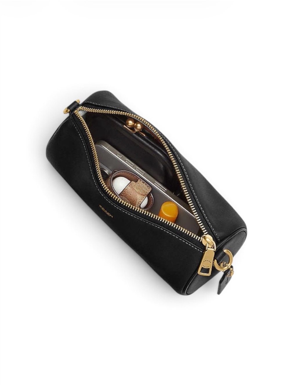Coach Black Pebbled Leather Shoulder Bag with Gold Hardware - Picture 5 of 9